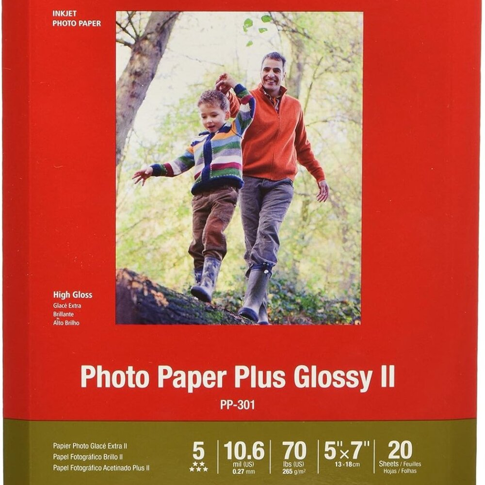 Canon Photo Paper Plus Glossy II 5" x 7" 20 Sheets 10.6 mil PP-301 New Sealed